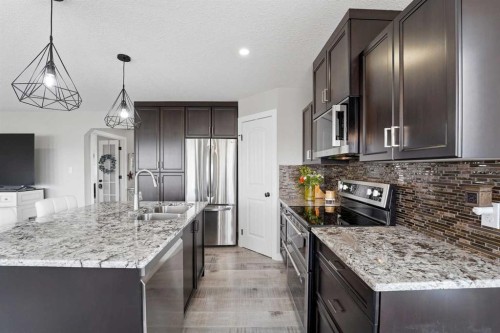 33 Jarvis Close, Red Deer, AB - Indoor Photo Showing Kitchen With Double Sink With Upgraded Kitchen