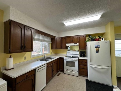 5 Sproule Place, Bashaw, AB - Indoor Photo Showing Kitchen With Double Sink