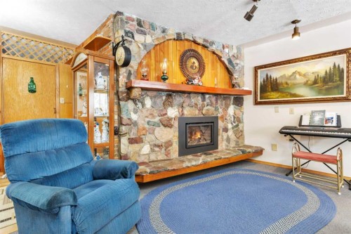 385060 Range Road 5-4, Rural Clearwater County, AB - Indoor Photo Showing Living Room With Fireplace