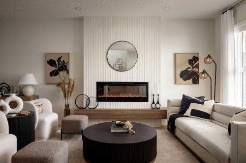 297 Creekside Drive Sw, Calgary, AB - Indoor Photo Showing Living Room With Fireplace