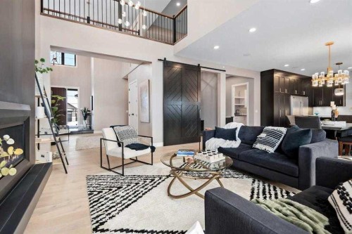 57 Larratt Close, Red Deer, AB - Indoor Photo Showing Living Room With Fireplace