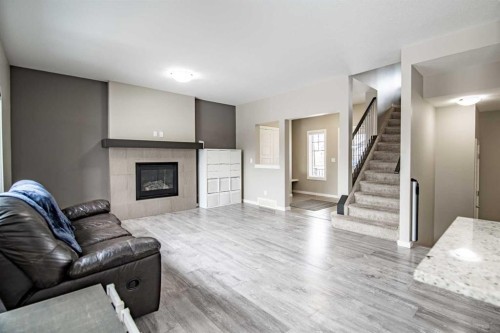 22 Caribou Crescent, Red Deer, AB - Indoor Photo Showing Living Room With Fireplace