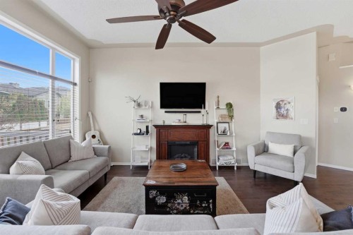 112 Ingle Close, Red Deer, AB - Indoor Photo Showing Living Room With Fireplace