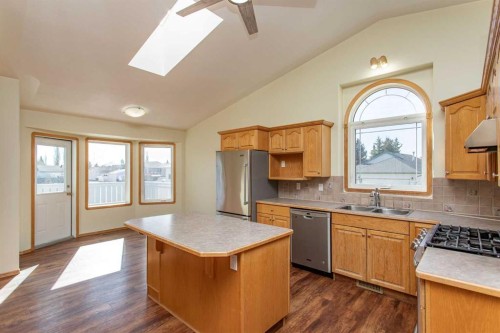 57 Spring Close, Blackfalds, AB - Indoor Photo Showing Kitchen With Double Sink