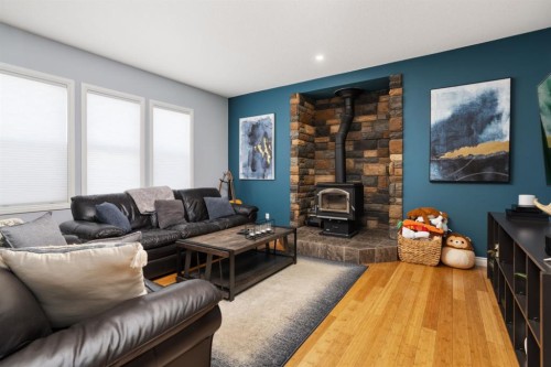 5204 33 Avenue, Camrose, AB - Indoor Photo Showing Living Room With Fireplace