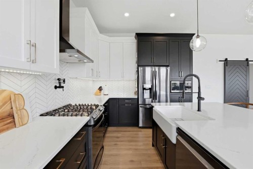 223 Ellington Crescent, Red Deer, AB - Indoor Photo Showing Kitchen With Stainless Steel Kitchen With Upgraded Kitchen