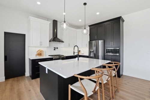 223 Ellington Crescent, Red Deer, AB - Indoor Photo Showing Kitchen With Stainless Steel Kitchen With Upgraded Kitchen
