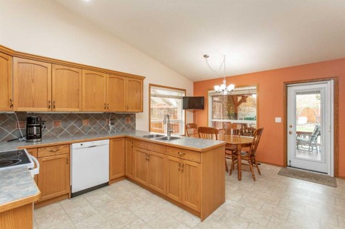 4908 55 Street, Alix, AB - Indoor Photo Showing Kitchen With Double Sink