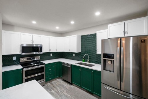 3936 56A Street Close, Camrose, AB - Indoor Photo Showing Kitchen With Double Sink