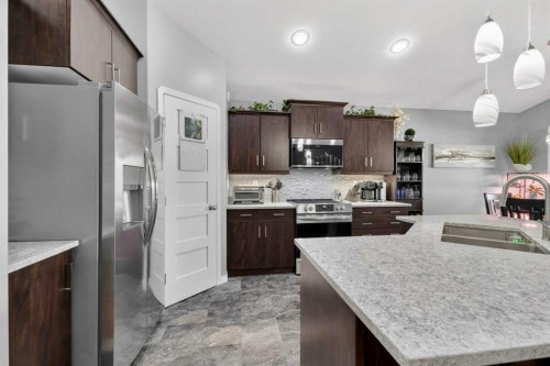 135 Stephenson Crescent, Red Deer, AB - Indoor Photo Showing Kitchen With Double Sink With Upgraded Kitchen