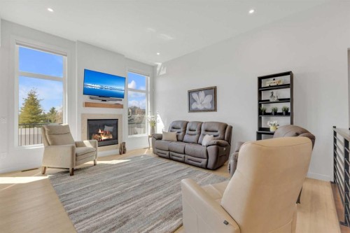 12 Emmett Crescent, Red Deer, AB - Indoor Photo Showing Living Room With Fireplace