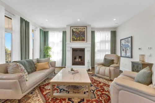 5304 Westview Drive, Rimbey, AB - Indoor Photo Showing Living Room With Fireplace