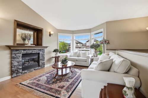 114 Stephenson Crescent, Red Deer, AB - Indoor Photo Showing Living Room With Fireplace