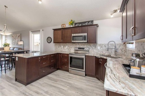242 Viscount Drive, Red Deer, AB - Indoor Photo Showing Kitchen With Upgraded Kitchen