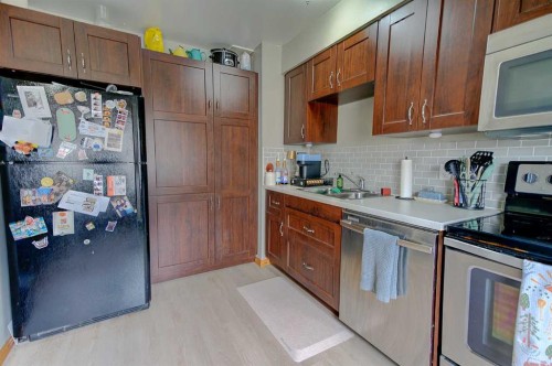 504-4719 33 Street, Red Deer, AB - Indoor Photo Showing Kitchen With Double Sink