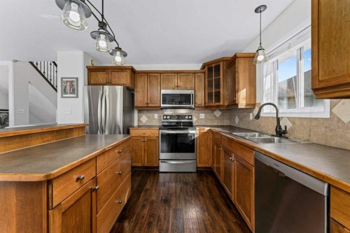 199 Adams Close, Red Deer, AB - Indoor Photo Showing Kitchen With Double Sink