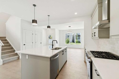 78 Alpine Common Sw, Calgary, AB - Indoor Photo Showing Kitchen With Double Sink With Upgraded Kitchen