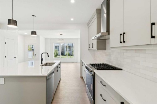 78 Alpine Common Sw, Calgary, AB - Indoor Photo Showing Kitchen With Double Sink With Upgraded Kitchen