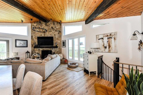 48012 195 Range, Rural Camrose County, AB - Indoor Photo Showing Living Room With Fireplace