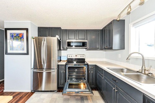16 Main Street, Edberg, AB - Indoor Photo Showing Kitchen With Stainless Steel Kitchen With Double Sink