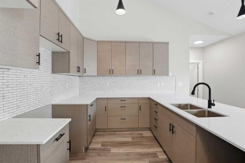 5242 51 Street, Lacombe, AB - Indoor Photo Showing Kitchen With Double Sink