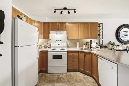 1205-5220 50A Avenue, Sylvan Lake, AB - Indoor Photo Showing Kitchen With Double Sink