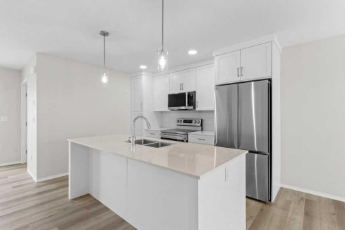 161 Athens Road, Blackfalds, AB - Indoor Photo Showing Kitchen With Double Sink With Upgraded Kitchen