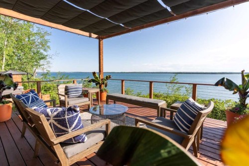 391 Birchcliff Road, Birchcliff, AB - Outdoor With Body Of Water With Deck Patio Veranda With View With Exterior