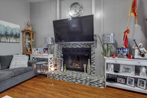 50 Grant Street, Red Deer, AB - Indoor Photo Showing Living Room With Fireplace
