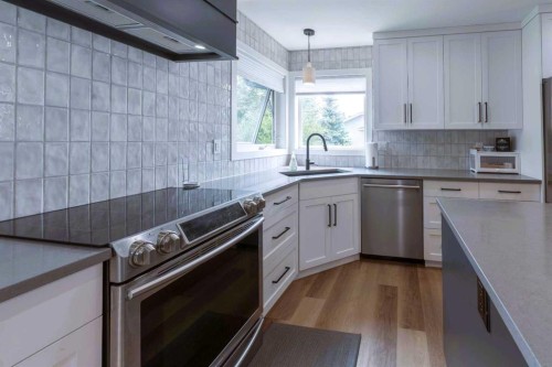 19 Royal Crescent, Lacombe, AB - Indoor Photo Showing Kitchen With Upgraded Kitchen