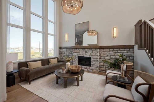 40 Shawnee Passage Sw, Calgary, AB - Indoor Photo Showing Living Room With Fireplace