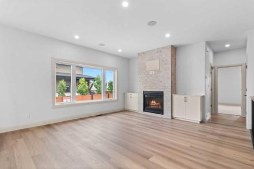 368 Timberlands Drive, Red Deer, AB - Indoor Photo Showing Living Room With Fireplace