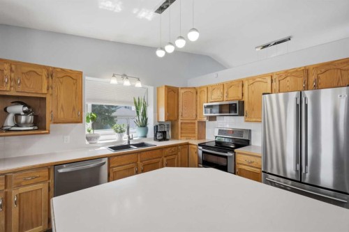 73 Duncan Crescent, Red Deer, AB - Indoor Photo Showing Kitchen With Stainless Steel Kitchen With Double Sink