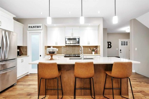 74 Lazaro Close, Red Deer, AB - Indoor Photo Showing Kitchen With Stainless Steel Kitchen With Upgraded Kitchen