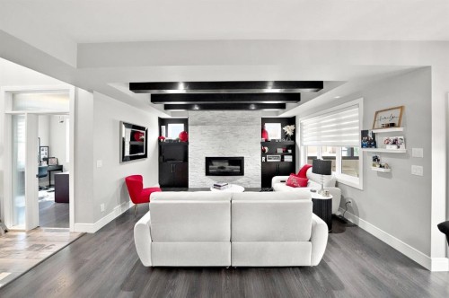 200 Vancouver Crescent, Red Deer, AB - Indoor Photo Showing Living Room With Fireplace
