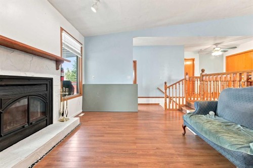 206 Davison Drive, Red Deer, AB - Indoor Photo Showing Living Room With Fireplace