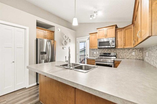 50 Trimble Close, Red Deer, AB - Indoor Photo Showing Kitchen With Stainless Steel Kitchen With Double Sink