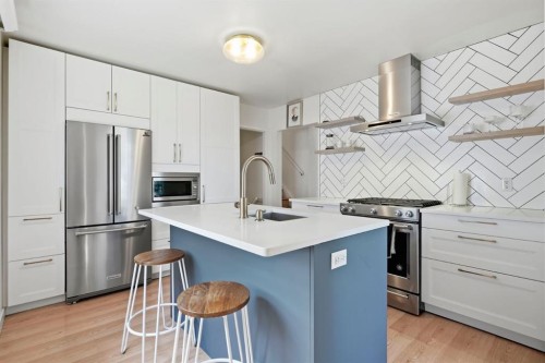 67 Sherwood Crescent, Red Deer, AB - Indoor Photo Showing Kitchen With Stainless Steel Kitchen With Upgraded Kitchen
