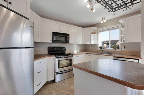 39 Terrace Heights Drive, Lacombe, AB - Indoor Photo Showing Kitchen With Double Sink