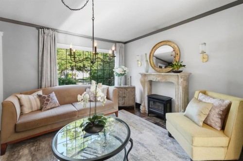 5708 45 Avenue, Red Deer, AB - Indoor Photo Showing Living Room With Fireplace