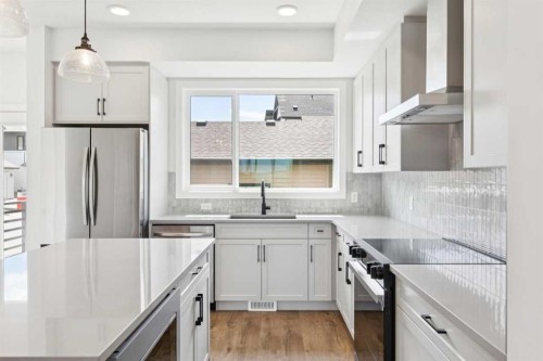49 Silverton Glen Way Sw, Calgary, AB - Indoor Photo Showing Kitchen With Upgraded Kitchen