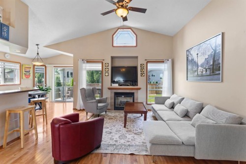 5408 59 Street, Camrose, AB - Indoor Photo Showing Living Room With Fireplace