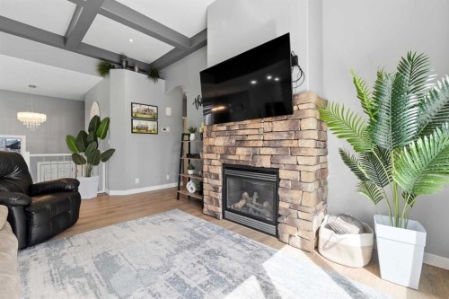 362 Webster Drive, Red Deer, AB - Indoor Photo Showing Living Room With Fireplace