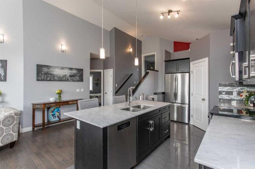 51 Emily Crescent, Lacombe, AB - Indoor Photo Showing Kitchen With Stainless Steel Kitchen With Double Sink