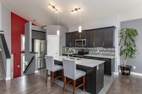 51 Emily Crescent, Lacombe, AB - Indoor Photo Showing Kitchen With Stainless Steel Kitchen With Double Sink With Upgraded Kitchen