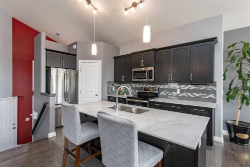 51 Emily Crescent, Lacombe, AB - Indoor Photo Showing Kitchen With Stainless Steel Kitchen With Double Sink With Upgraded Kitchen