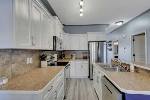 9 Valley Crescent, Blackfalds, AB - Indoor Photo Showing Kitchen With Stainless Steel Kitchen With Double Sink With Upgraded Kitchen