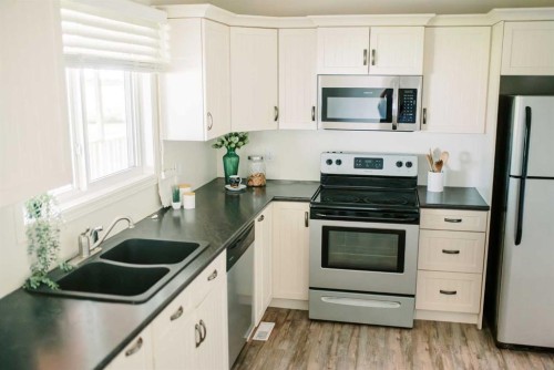 3219 Olson Street, Donalda, AB - Indoor Photo Showing Kitchen With Stainless Steel Kitchen With Double Sink