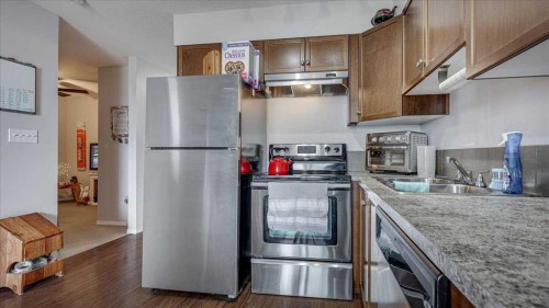 410-3 Broadway Rise, Sylvan Lake, AB - Indoor Photo Showing Kitchen With Double Sink