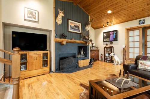 3411 Highway 54, Rural Red Deer County, AB - Indoor Photo Showing Living Room With Fireplace